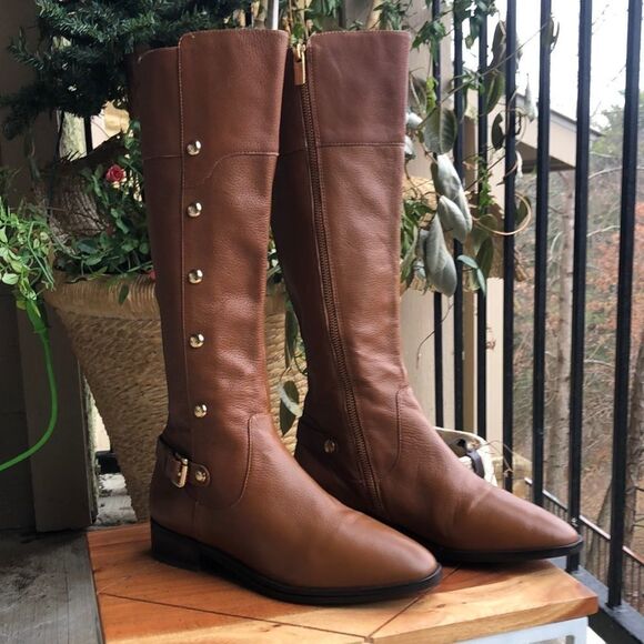 MICHAEL Michael Kors NWOT Cognac Tall Leather Riding boots - Picture 2 of 13